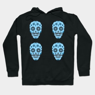 Blue and Grey Day of the Dead Candy Skulls Hoodie